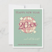 2025年新年の大晦日 ティール レトロ年賀状 シーズンカード (正面)