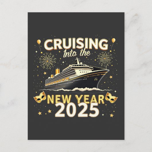 2025年新年の家族旅行へのクルージング シーズンポストカード (正面)