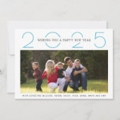 2025年新年の青いカラフルストライプのシンプル写真 シーズンカード (正面)