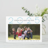 2025年新年の青いカラフルストライプのシンプル写真 シーズンカード (スタンド正面)