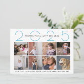 2025年新年の青いカラフルストライプのシンプル写真 シーズンカード (スタンド正面)