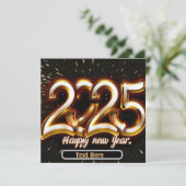 2025年新年ゴールドタイポグラフィー招待カード 招待状 (スタンド正面)