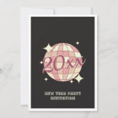 2025年新年パーティの招待状ブラックディスコボール 招待状 (裏面)