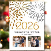 2025年新年フェスティバル花火金ゴールド家族写真 シーズンカード