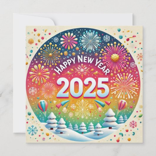 2025年新年花火 人々 歓声 シーズンカード (正面)