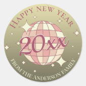 2025年新年 ゴールド ピンク ラウンドシール (正面)