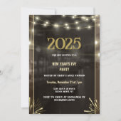 2025年新年　ブラックゴールド　モダンカスタム　今年を追加 招待状 (正面)