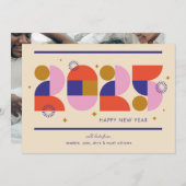 2025年新年 - 大胆な幾何学的なお祝い シーズンカード (正面/裏面)