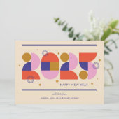 2025年新年 - 大胆な幾何学的なお祝い シーズンカード (スタンド正面)