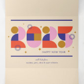 2025年新年 - 大胆な幾何学的なお祝い 三つ折りクリスマスカード (内部中)