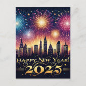 2025年新年Fireworksお祝いのポストカード ポストカード (正面)