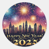 2025年新年Fireworksスタンプ ラウンドシール (正面)