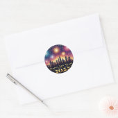 2025年新年Fireworksスタンプ ラウンドシール (封筒)