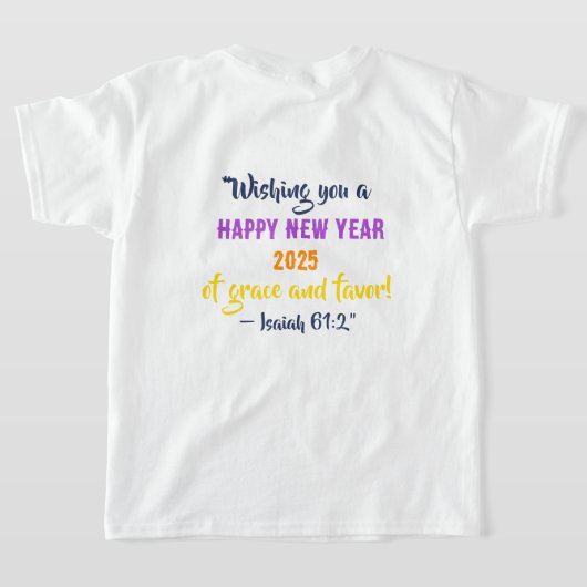 2025年新年Kids'Basic Tシャツ – Isaiah 61:2 (レイダウン裏面)