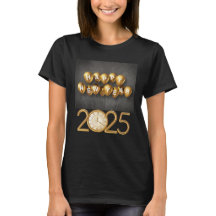 2025年新年Tシャツデザイン（風船と時計）