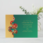 2025年旧正月のスネークグリーン金ゴールド モダン 招待状 (スタンド正面)