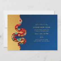 2025年旧正月のスネークブルー金ゴールド モダン