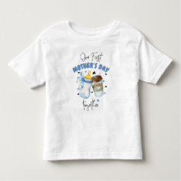 2025年最初の母の日Tシャツ/青いお揃いコーデ トドラーTシャツ