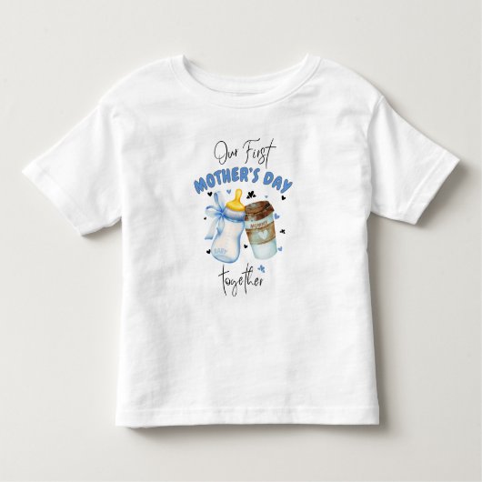 2025年最初の母の日Tシャツ/青いお揃いコーデ トドラーTシャツ (正面)