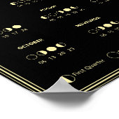 2025年月の満ち欠けルナーサイクル ミニマルカレンダー ポスター (角)