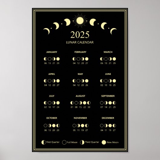 2025年月の相 ルナサイクル ミニマルカレンダー ポスター (正面)