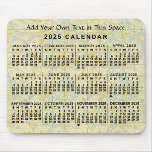 2025年月暦旧地図パーソナライズされた マウスパッド