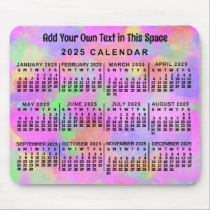 2025年月暦虹の絵を描カスタム マウスパッド