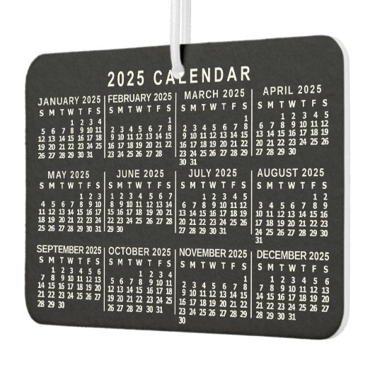 2025年月次カレンダクラシックーの白黒 カーエアーフレッシュナー (左)