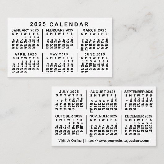 2025年月次カレンダークラシック文字 名刺 (正面/裏面)