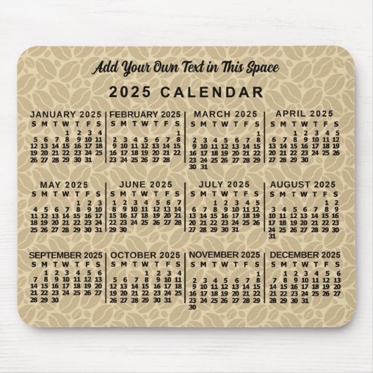 2025年月次カレンダーコーヒー豆カスタム マウスパッド (正面)