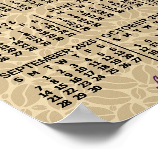 2025年月次カレンダーコーヒー豆3枚の写真 ポスター (角)