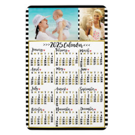 2025年月次カレンダーストライプ | カスタム写真 マグネット