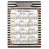 2025年月次カレンダーフローラストライプ | カスタム クリップボード (正面)