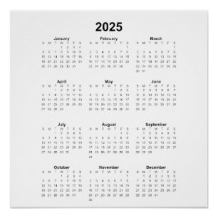 2025年月次カレンダー正方形すべて目的 ポスター