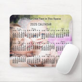 2025年月次カレンダー黒い文字追加フォト マウスパッド (マウス)