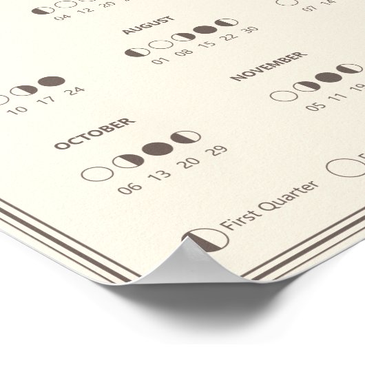 2025年月相の月のサイクルのミニマリスト暦 ポスター (角)