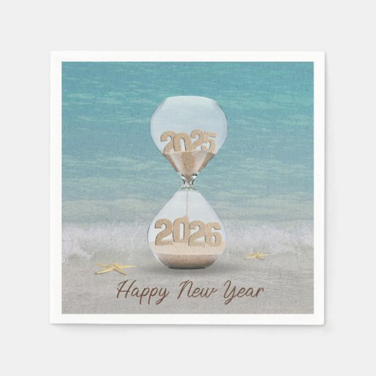 2025年正月のヒトデの砂時計 スタンダードカクテルナプキン (正面)