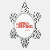 2025年正月の赤い引用文 スノーフレークピューターオーナメント (右)