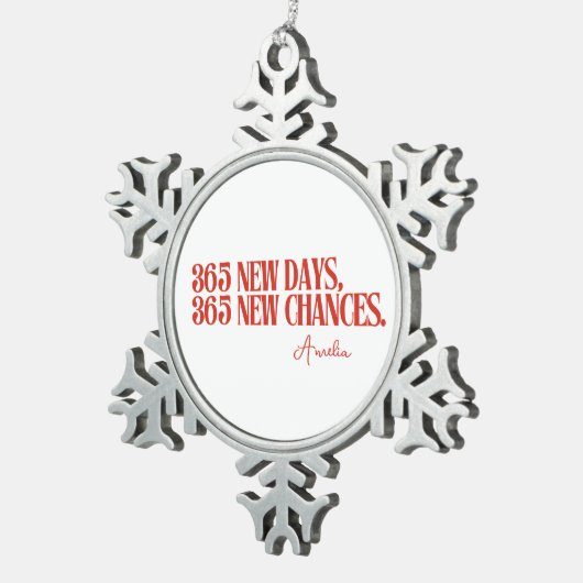 2025年正月の赤い引用文 スノーフレークピューターオーナメント (右)