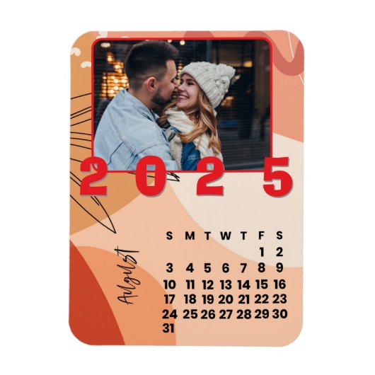 2025年正月威厳があるカレンダー家族の写真 マグネット (縦)