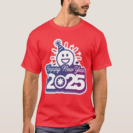 2025年正月用にデザインされたメンズベーシックTシャツ Tシャツ (正面)