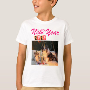 「2025年正月Tシャツ – フェスティバル犬パーティー Tシャツ