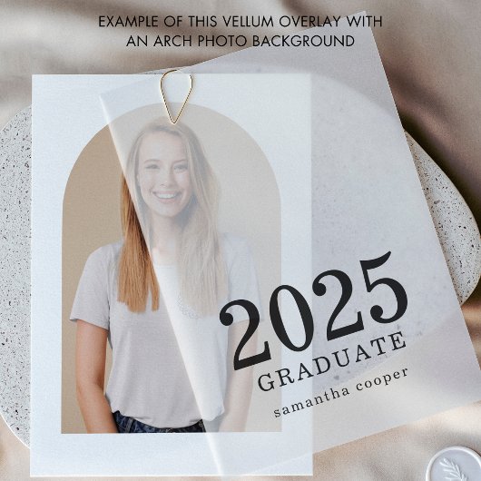 2025年氏名の卒業発表Vellumオーバーレイ ベラム紙招待状