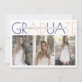 2025年海軍ブルー、桃の卒業写真のクラス 招待状 (正面)