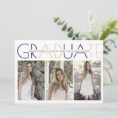 2025年海軍ブルー、桃の卒業写真のクラス 招待状 (スタンド正面)