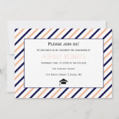 2025年海軍ブルー、桃の卒業写真のクラス 招待状 (裏面)