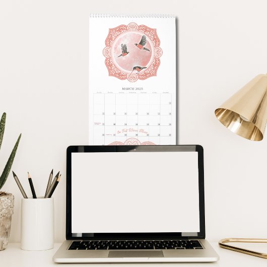 2025年満月の名作図解入りの、写真付きのカレンダー カレンダー