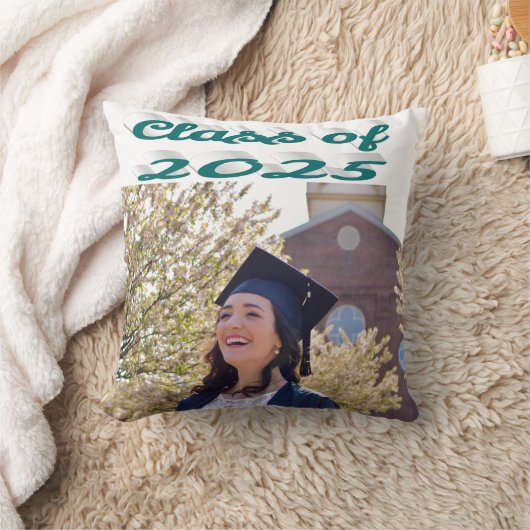 2025年版グリーンスクリプト卒業写真のクラス クッション (ブランケット)