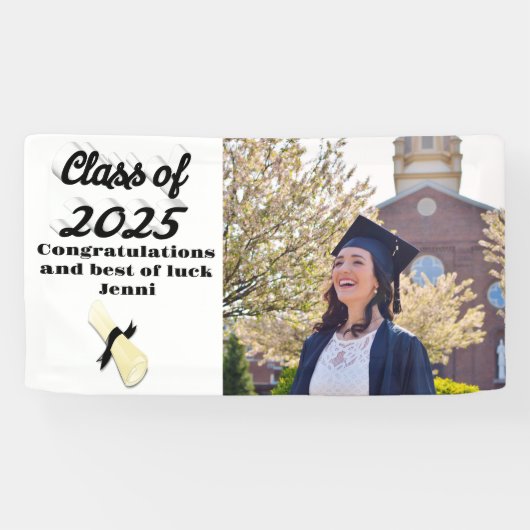 2025年版黒字卒業写真のクラス 横断幕 (横)