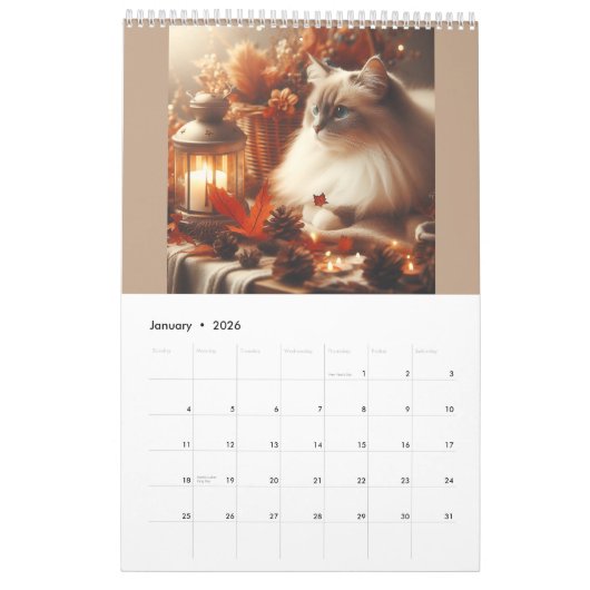2025年猫がおもしろい動物を飼育 カレンダー (1月 2026)